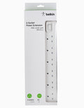 Belkin 6 Way/6 Plug 3m Power Extension Strip with On/Off Switch for Televisions, Gaming Consoles, Home, Office and More - White